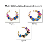Multi Color Agate Gold Plated Bracelets, Minimalistic Adjustable Jewelry 5266
