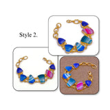 Multi Color Agate Gold Plated Bracelets, Minimalistic Adjustable Jewelry 5266 Style 2.