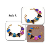 Multi Color Agate Gold Plated Bracelets, Minimalistic Adjustable Jewelry 5266 Style 3.