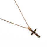 Black Onyx Gemstone Cross Pendant Necklace Luxury Gold Plated Jewelry For Her