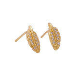 Cubic Zircon Gemstone Stud Earrings Tiny Leaf Gold Plated Earrings For Her