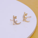 Tiny Lizard Studs Cubic Zircon Gemstone Stud Earrings Gold Plated Jewelry For Kids