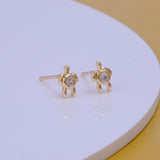 Little Tortoise Stud Earrings Cubic Zircon Gemstone Jewelry For Kids