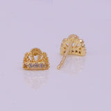 Tiny Crown Stud Earrings Cubic Zircon Gemstone Earrings Gold Plated Jewelry For Kids