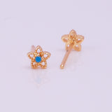 Blur Turquoise Gemstone Stud Earrings Tiny Star Shape Earrings Gold Plated Jewelry For Kids