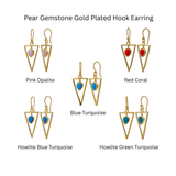 Gold Geometric Drop Hook Earrings with Pink Opalite Teardrop Gemstone CE-1032