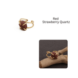 18K Gold Plated Raw Citrine Ring, Statement Jewelry Adjustable Ring 5393