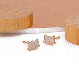 Adorable Cat Shaped Stud Gold Plated Earrings For Children White