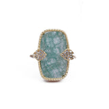 Amazonite Gemstone Ring Pave Set Gold Plated Ring