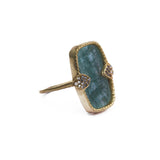 Amazonite Gemstone Ring Pave Set Gold Plated Ring