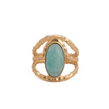 Amazonite Gemstone Ring Textured Gold Plated Ring Handmade Ring For Women