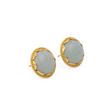 Amazonite Gemstone Studs Gold Plated Earrings Round Handmade Earrings