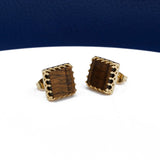 Amazonite Stones Stud Earring Gold Plated Square Shape Handmade Statement Earring Tiger Eye