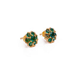 Apatite Gemstone Earrings Small Gold Plated Floral Studs For Her
