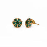 Apatite Gemstone Earrings Small Gold Plated Floral Studs For Her
