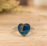 Apatite Mohave Heart Shape Statement Ring, Gold Plated Jewelry CR - 1002