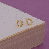 Beaded Circle Stud Earrings Minimal Gold Plated Open Hoop Style Dainty Earrings