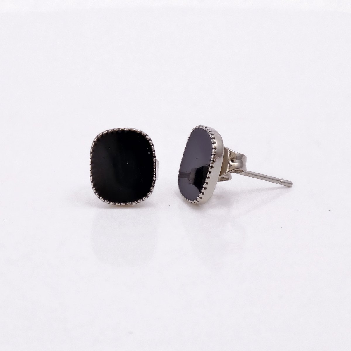 Black Cushion-Cut Earring Tiny Stud Jewelry