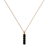 Black Onyx Gemstone Charm Necklace Minimal Bar Pendant Necklace Gold Plated Jewelry For Her