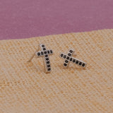 Black Onyx Gemstone Stud Earrings Tiny Aesthetic Christian Jewelry Silver Plated Jewelry