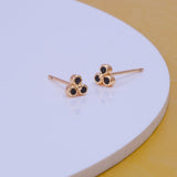 Black Onyx Gemstone Stud Earrings Tiny Three Dot Studs For Kids Gold Plated Jewelry