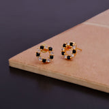 Black Onyx Gemstone Stud Earrings White Cubic Zircon Aesthetic Earrings For Her