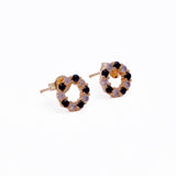 Black Onyx Gemstone Stud Earrings White Cubic Zircon Aesthetic Earrings For Her