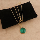 Black Onyx Pendant Necklace Teardrop Gemstone Gold Plated Chain Minimalist Necklace Apatite
