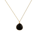 Black Onyx Pendant Necklace Teardrop Gemstone Gold Plated Chain Minimalist Necklace