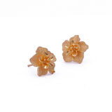 Bloom Gold Plated Flower Textured Petal Design Stud Earrings