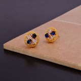 Blue and White Iolite Gemstone Earrings Aesthetic Tiny Earrings For Her