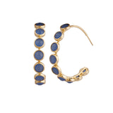 Blue Chalcedony Gemstones Hoop Gold Plated Handmade Statement Jewelry