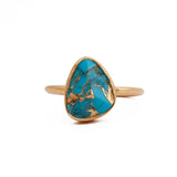 Blue Copper Turquoise Ring Gold Plated Adjustable Minimalist Ring