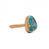 Blue Copper Turquoise Ring Gold Plated Adjustable Minimalist Ring