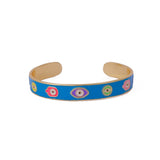 Blue Enamel Bangle Hamsa Cuff Bracelet Gold Plated Jewelry