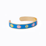 Blue Enamel Bangle Hamsa Cuff Bracelet Gold Plated Jewelry