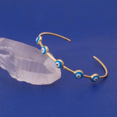 Blue Enamel Bracelet Evil Eye Cuff Bracelet Gold Plated Bangle