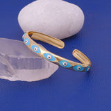 Blue Enamel Bracelet Open Cuff Bracelet Gold Plated Bangle