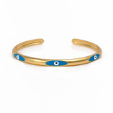 Blue Enamel Bracelet Open Cuff Bracelet Gold Plated Bangle