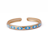 Blue Enamel Bracelet Open Cuff Bracelet Gold Plated Bangle