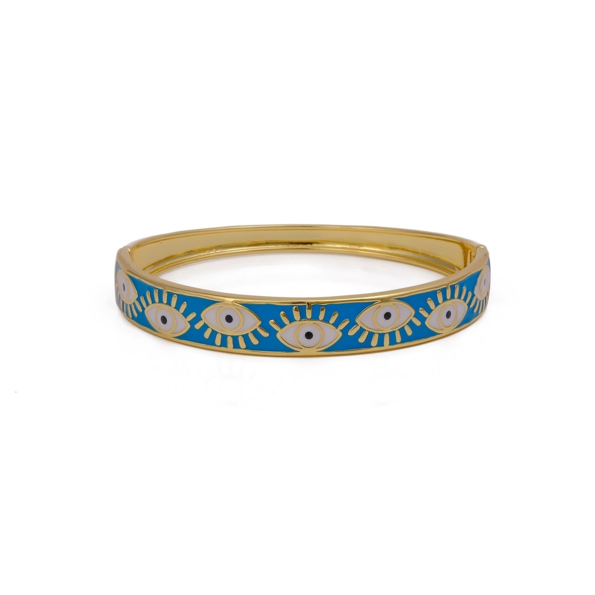 Blue Enamel Evil Eye Bangle Gold Plated Jewelry Aesthetic Bangle For Her