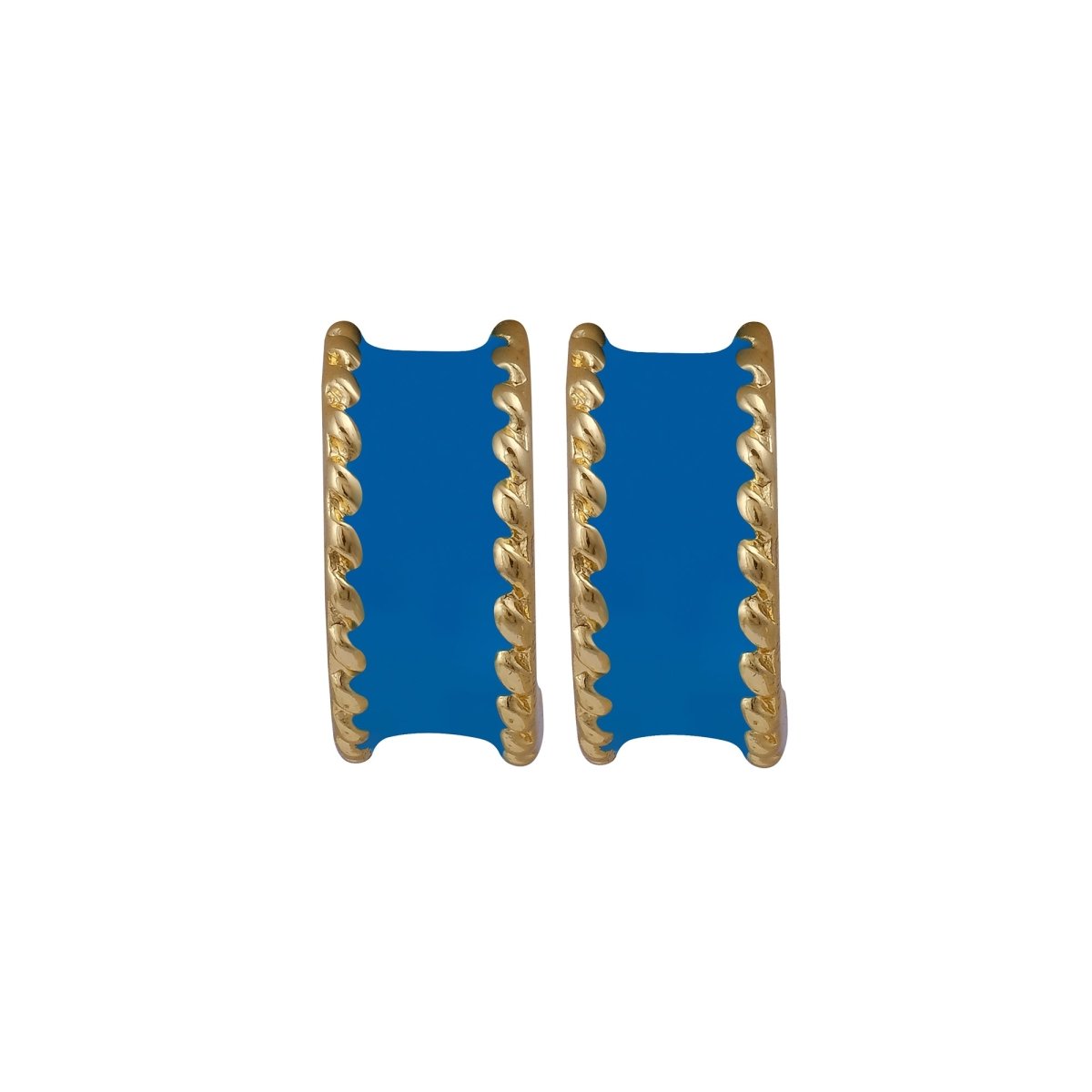 Blue Enamel Gold Plated Hoop Earrings Bold Statement Style