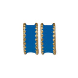 Blue Enamel Gold Plated Hoop Earrings Bold Statement Style