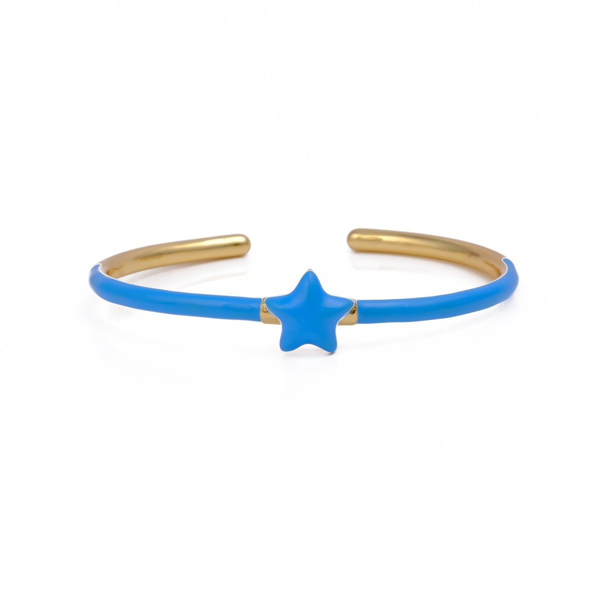 Blue Enamel Jewelry Star Shape Center Bangle Gold Plated Adjustable Bangle