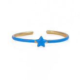 Blue Enamel Jewelry Star Shape Center Bangle Gold Plated Adjustable Bangle