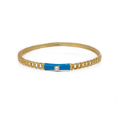 Blue Enamel With Cubic Zircon Bangle Aesthetic Gold Plated Jewelry For Her