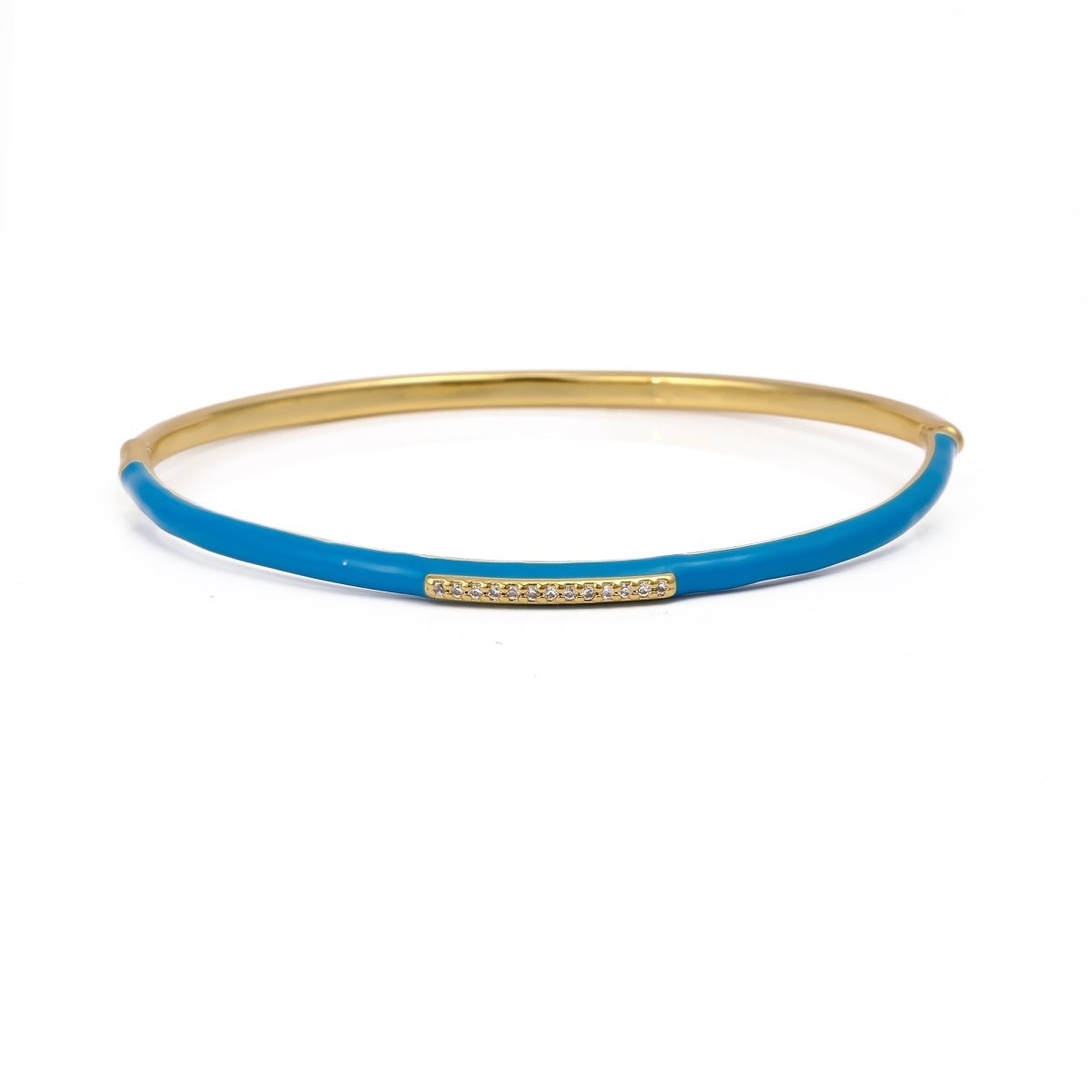 Blue Enameled Bangle Adjustable Gold Plated Jewelry For Her