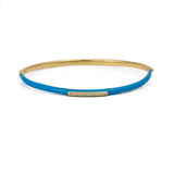 Blue Enameled Bangle Adjustable Gold Plated Jewelry For Her