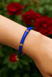 Blue Enameled Bangle Open Cuff Aesthetic Bangle Adjustable Gold Plated Jewelry