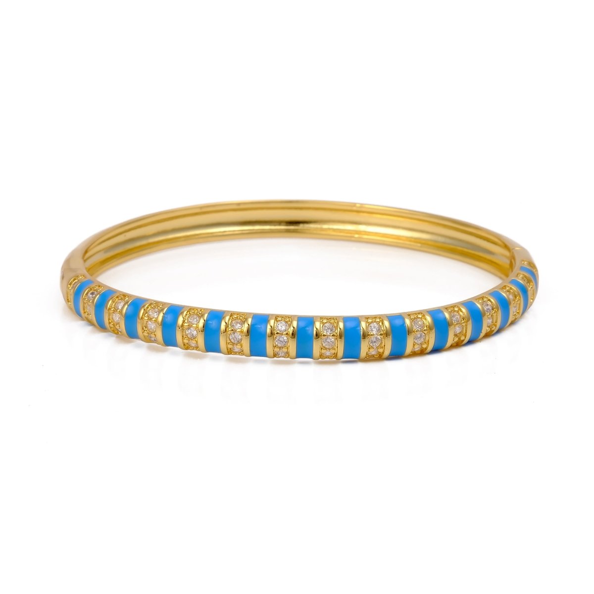 Blue Enameled Bangle Open Cuff Gold Plated Jewelry For Her